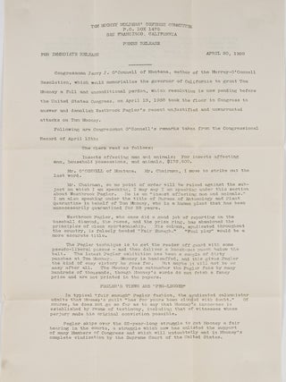Fundraising Materials for Thomas Mooney and Warren Billings, 1935-38.
