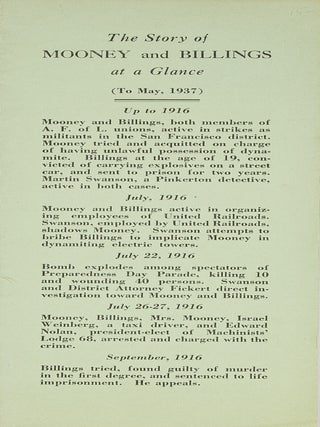 Fundraising Materials for Thomas Mooney and Warren Billings, 1935-38.