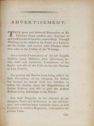 The Reports of Sir Edward Coke in English in Thirteen Parts Complete.