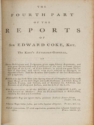 The Reports of Sir Edward Coke in English in Thirteen Parts Complete.