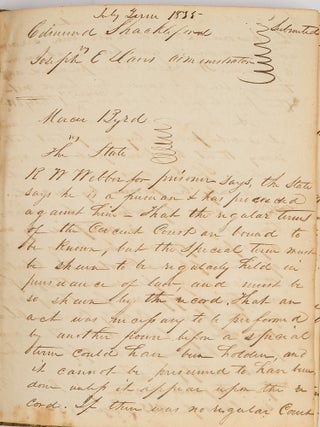 Notes on Cases, Jackson, MS, 1835-1837.
