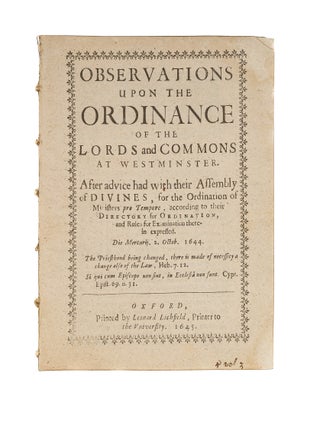 Item #80053 Observations Upon the Ordinance of the Lords and Commons at. Edward Boughen