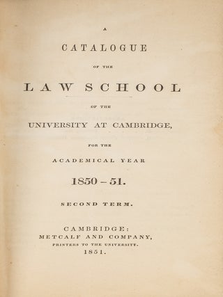 A Catalogue of the Law School of the University at Cambridge...