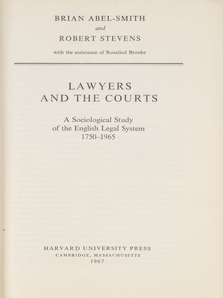 Lawyers and the Courts: A Sociological Study of the English Legal...