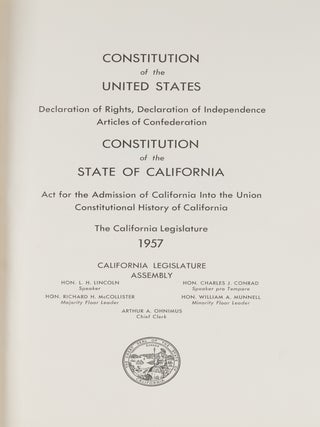 Item #80329 Constitution of the United States, Declaration of Rights. California Legislative...