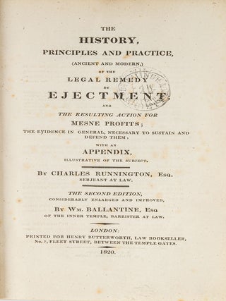 Item #80333 The History, Principles and Practice (Ancient and Modern,) Ejectment. Charles...