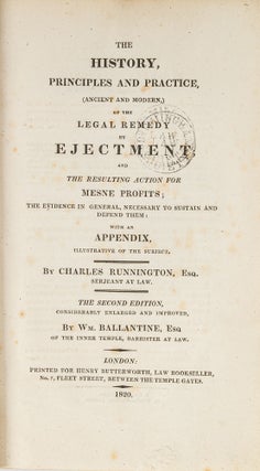 Item #80333 The History, Principles and Practice (Ancient and Modern,) Ejectment. Charles...