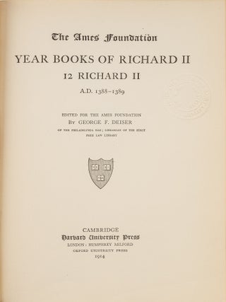 Item #80379 Year Books of Richard II: 12 Richard II, 1388-1389. Ames Foundation