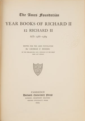 Item #80379 Year Books of Richard II: 12 Richard II, 1388-1389. Ames Foundation