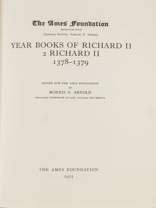 Item #80380 Year Books of Richard II: 2 Richard II, 1378-1379. Morris S. Arnold, King Richard II
