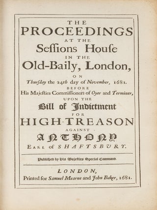 Item #80615 The Proceedings at the Sessions House in the Old-Baily, London. Trial, Anthony Ashley...