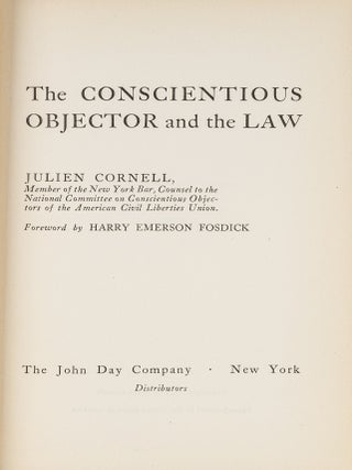 Item #80841 The Conscientious Objector and the Law. Julien Cornell