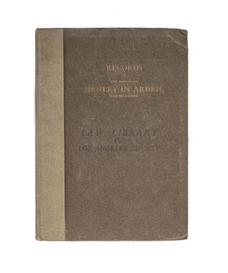 Item #80982 Records of the Manor of Henley in Arden, Warwickshire. Frederick Christian Wellstood
