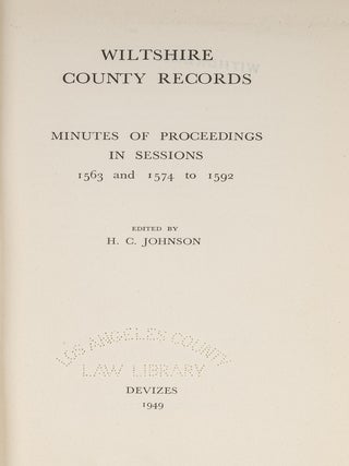 Item #80995 Wiltshire County Records: Minutes of Proceedings in Sessions, 1563. H. C Johnson
