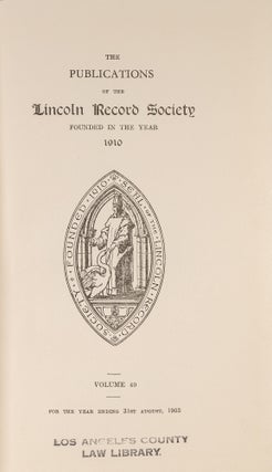 Records of Some Sessions of the Peace in Lincolnshire: 1381-1396...