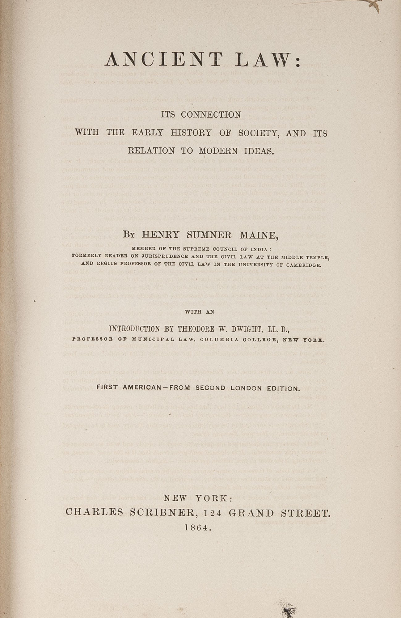 Ancient Law, Its Connection with the Early History of Society