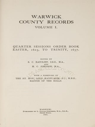 Item #81158 Warwick County Records: Vols 1-8. Court of the Quarter Sessions of the Peace
