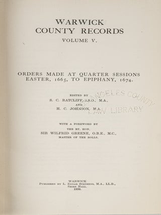 Warwick County Records: Vols 1-8.