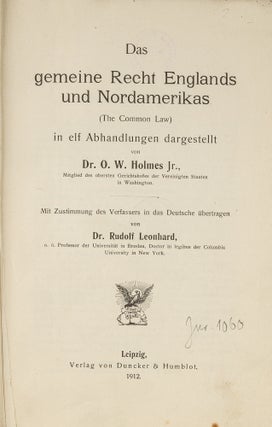 Das Gemeine Recht Englands und Nordamerikas (The Common Law)