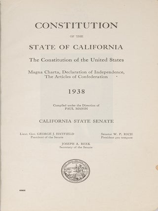 Constitution of the State of California: The Constitution of the...