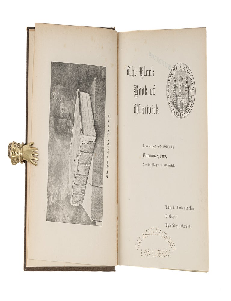 Item #81206 The Black Book of Warwick. Thomas Kemp.
