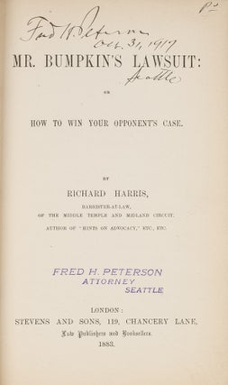 Item #81488 Mr. Bumpkin's Lawsuit: or How to Win Your Opponent's Case. Richard Harris