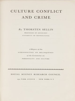 Culture Conflict and Crime.