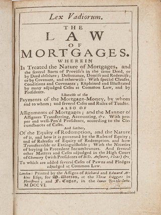 Item #81501 Lex Vadiorum, The Law of Mortgages, Wherein is Treated, The Nature. Samuel Carter