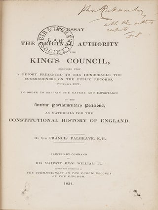 Item #81526 An Essay Upon the Original Authority of the King's Council: Grounded. Francis...