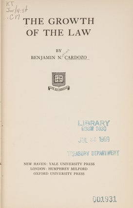 Item #81536 The Growth of the Law. Sixth printing, 1939. Benjamin N. Cardozo