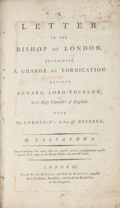 Item #81624 A Letter to the Bishop of London: Containing a Charge of Fornication. Cassandra