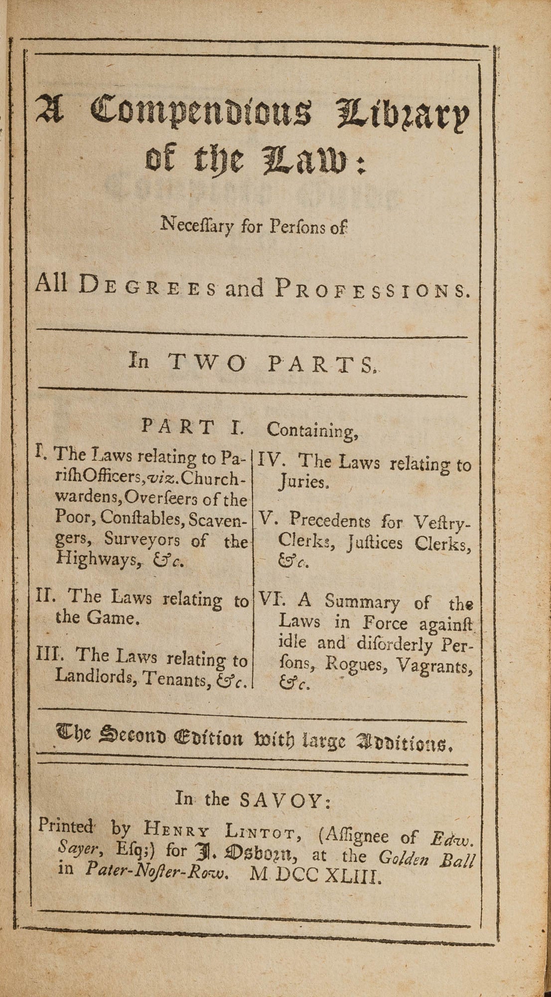 A Compendious Library of the Law, Necessary for Persons of All ...