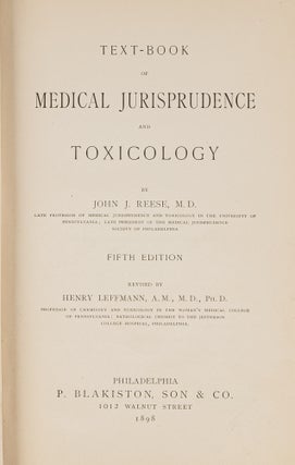 Item #81788 Text-book of Medical Jurisprudence and Toxicology. Fifth edition. John J. Reese,...