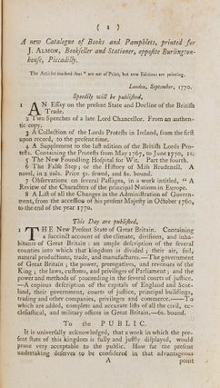 Another Letter to Mr. Almon, In Matter of Libel, London, 1770.