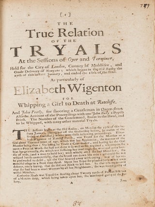 Item #81922 The True Relation of the Tryals at the Sessions of Oyer and Terminer. Trials, Great...