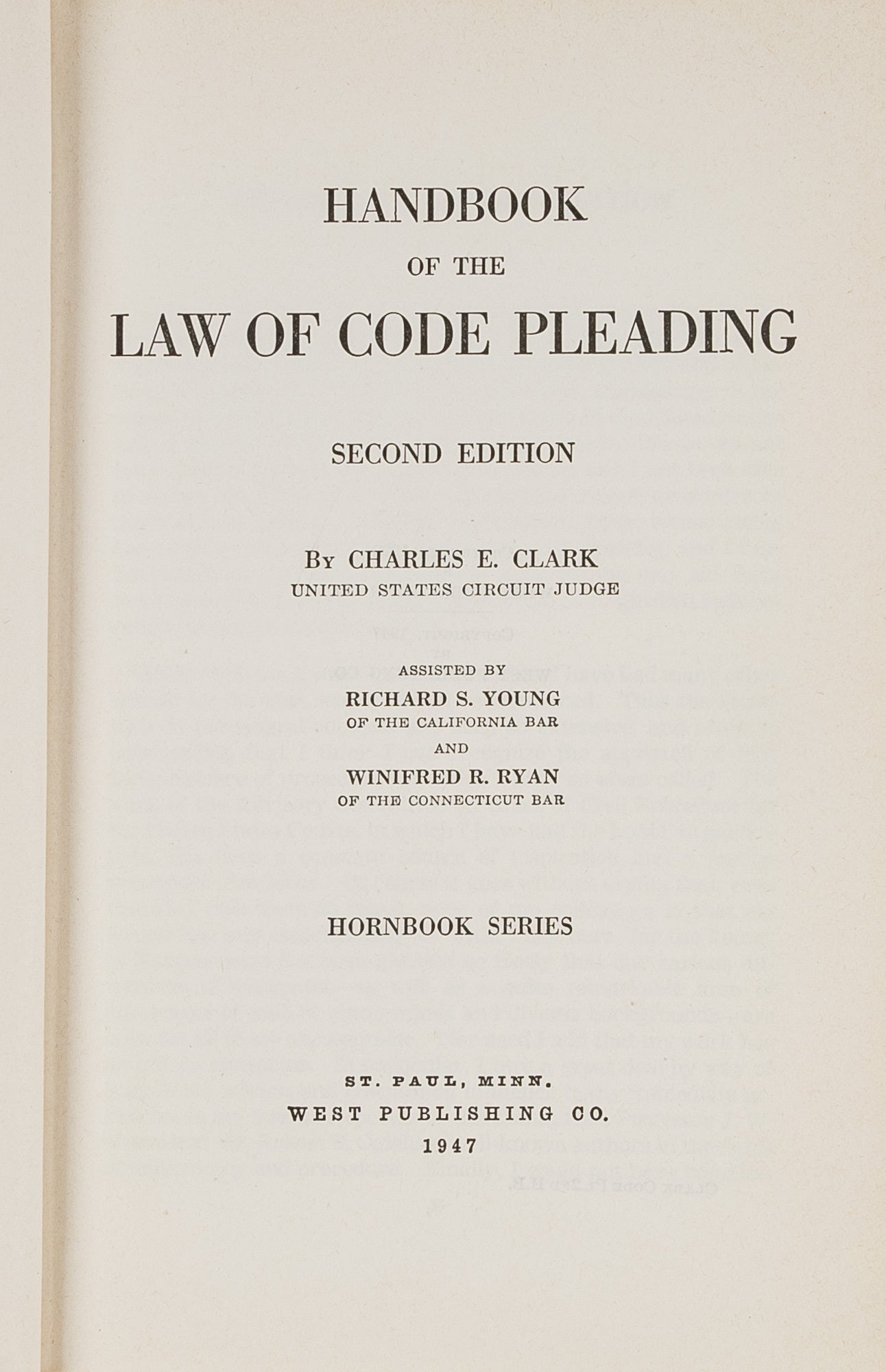 Written Law Code Handbook of the Law of Code Pleading. Second Edition | Charles E. Clark ...