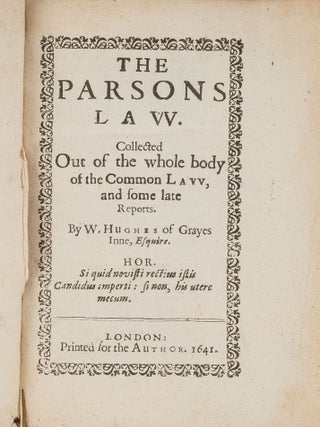 Item #82066 The Parsons Law, Collected Out of the Whole Body of the Common Law. William Hughes