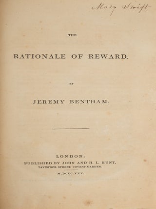 Item #82125 The Rationale of Reward, London, 1825. 1st English edition. Jeremy Bentham