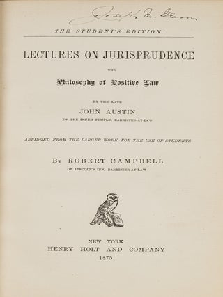 Item #82166 Lectures on Jurisprudence, or, The Philosophy of Positive Law. John Austin, Robert...