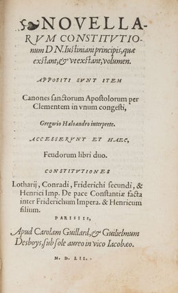 Corpus Juris Civilis, 12 Volumes in 9 Books, Paris, 1552-1553.