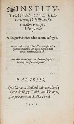 Corpus Juris Civilis, 12 Volumes in 9 Books, Paris, 1552-1553.