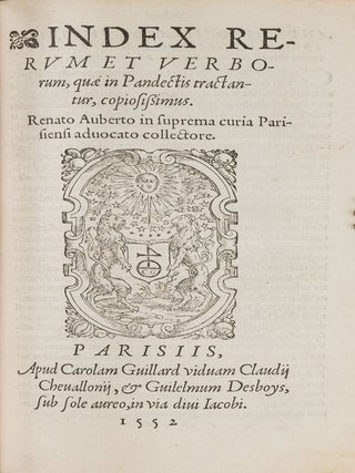 Corpus Juris Civilis, 12 Volumes in 9 Books, Paris, 1552-1553.