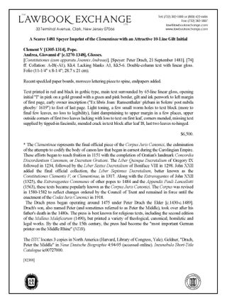 Constitutiones. Speyer: Peter Drach, 21 September 1481.