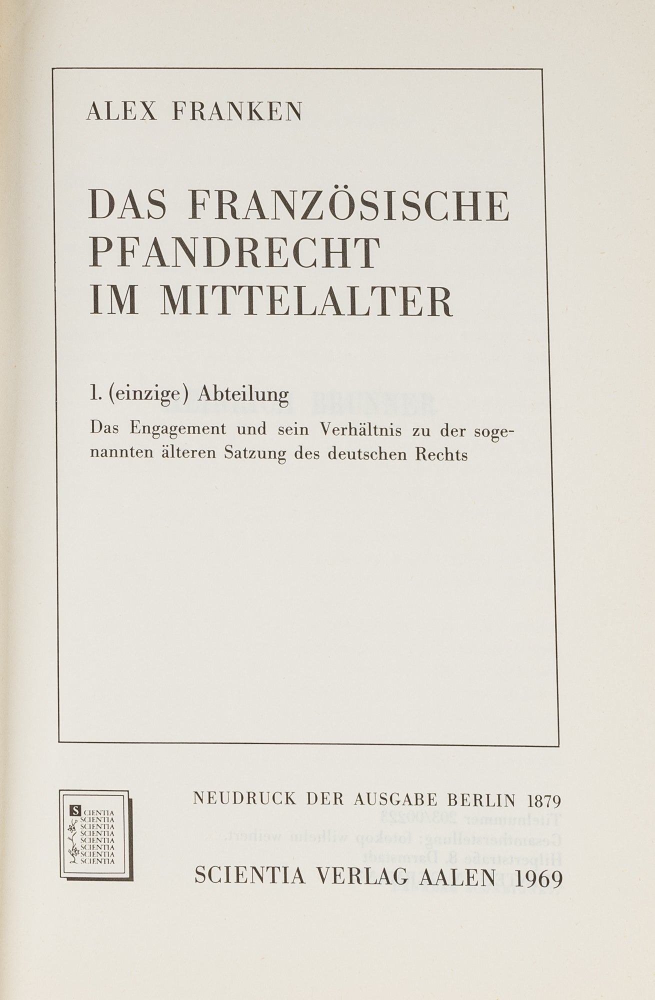 Das Franzosische Pfandrecht im Mittelalter | Alex Franken