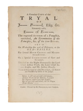 Item #82482 A Genuine Copy of the Tryal of J--- P----l, Esq; &c. John Perceval, 2nd Earl of Egmont