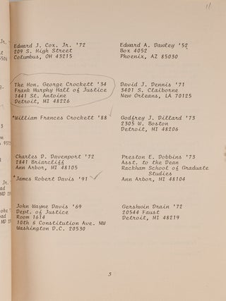 Directory of Black Alumni: University of Michigan Law School 1885-1973