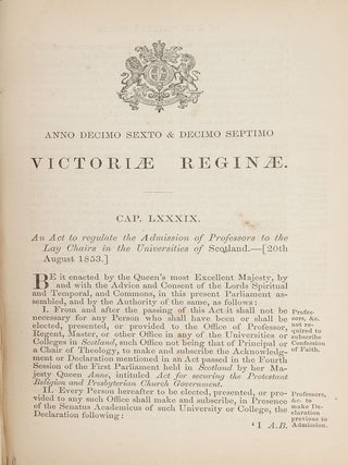 Fifteen Pamphlets with Acts Relating to Scotland, 1828-1865.
