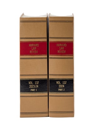 Item #82559 Harvard Law Review. Volume 137 (2023-2024) complete, in 2 books. Harvard Law Review...