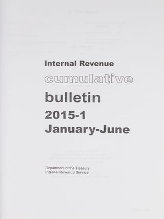 Internal Revenue Cumulative Bulletin. 2015-1 January-June