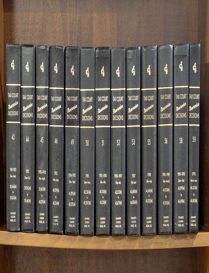 Item #82706 Tax Court Memorandum Decisions. 13 Miscellaneous Vols. 1981-1990. Commerce Clearing House.